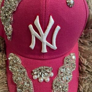 Pink Embellished Cap with White Logo